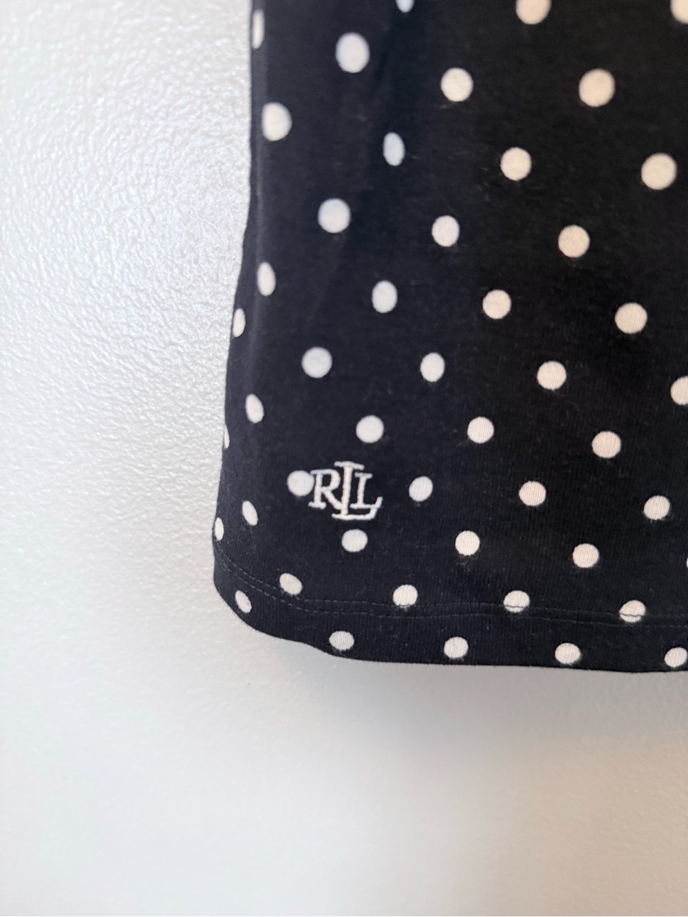Ralph Lauren Women's Navy Polka Dot Tee - Picture 3 of 5